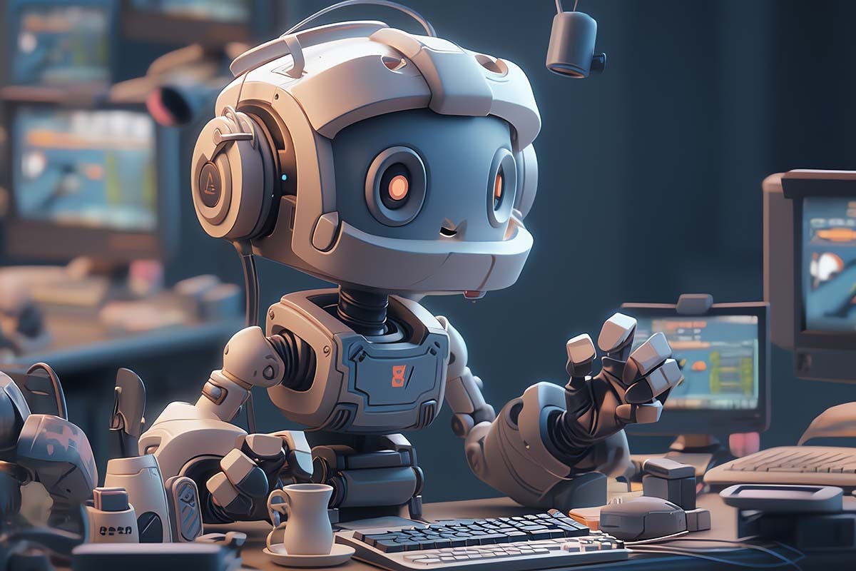 Contact centrE 1 ai-robot-working-on-contact-centre-desk